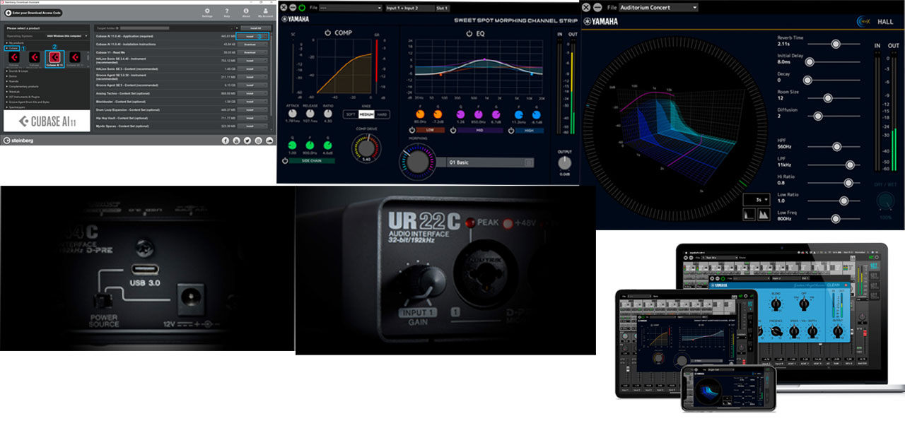 Audio Interface Steinberg UR22C Soundcard thu âm Yamaha chính hãng