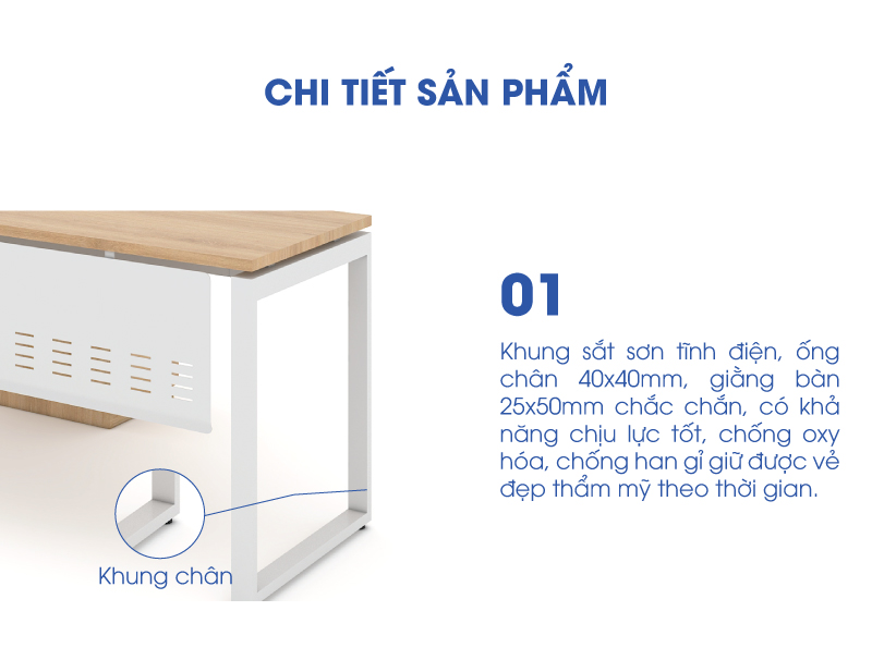 Ảnh mô tả sản phẩm - Bàn chân vuông chữ U Erid 1m4 EU14LYS-HS