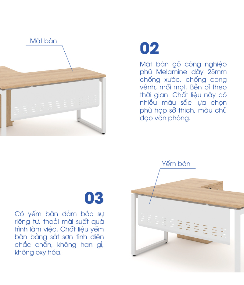 Ảnh mô tả sản phẩm - Bàn chân vuông chữ U Erid 1m4 EU14LYS-HS
