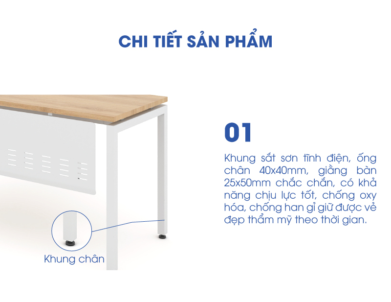 Ảnh mô tả sản phẩm - Bàn chân vuông Erid 1m4 EC14LYS
